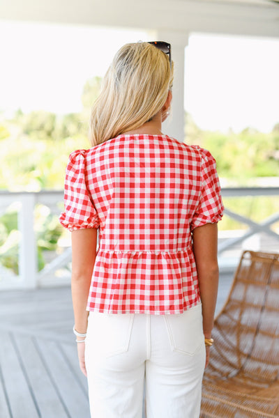 Madi Tie Down Top - Red Gingham (preorder will ship 5/9)