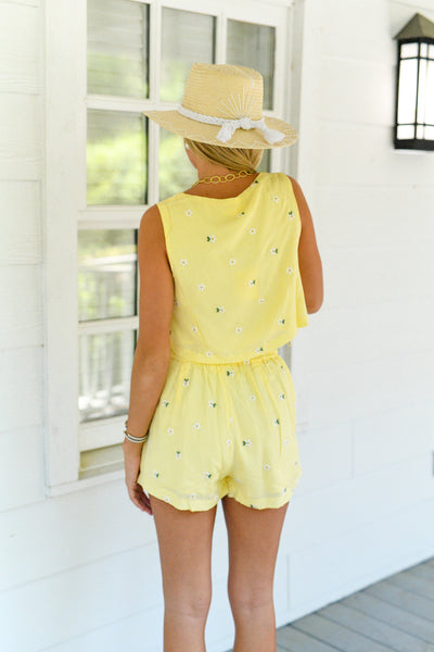 Anna Flower Shorts Set - Yellow