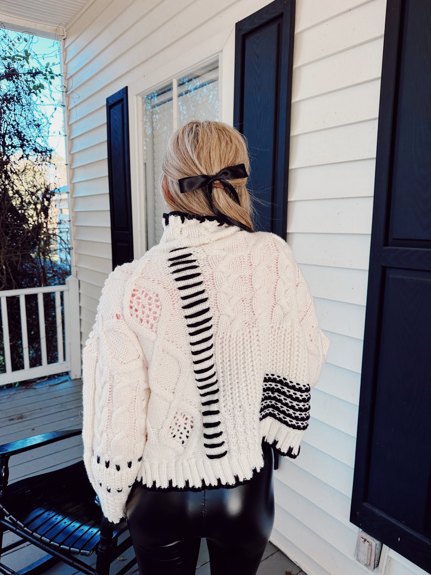 Jess Mock Neck Knit Sweater - White