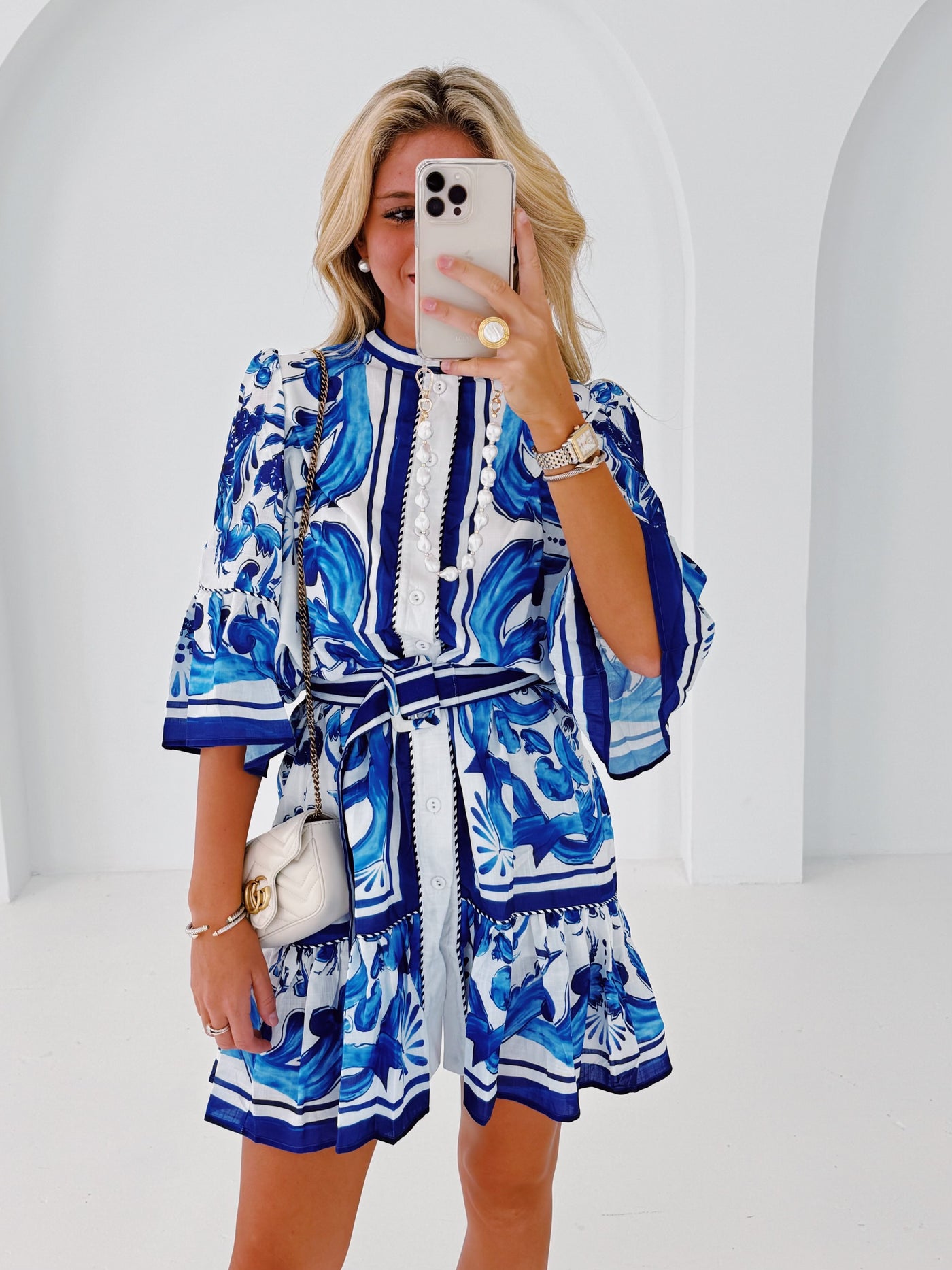 Shelley Belted Dress - Blue Multi