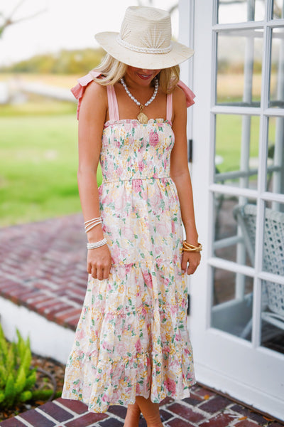 Lacey Dress - Pink Yellow Floral