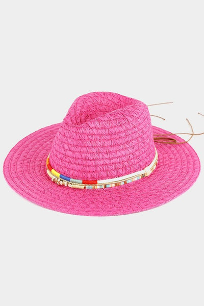 Multi Band Straw Sun Hat - Pink