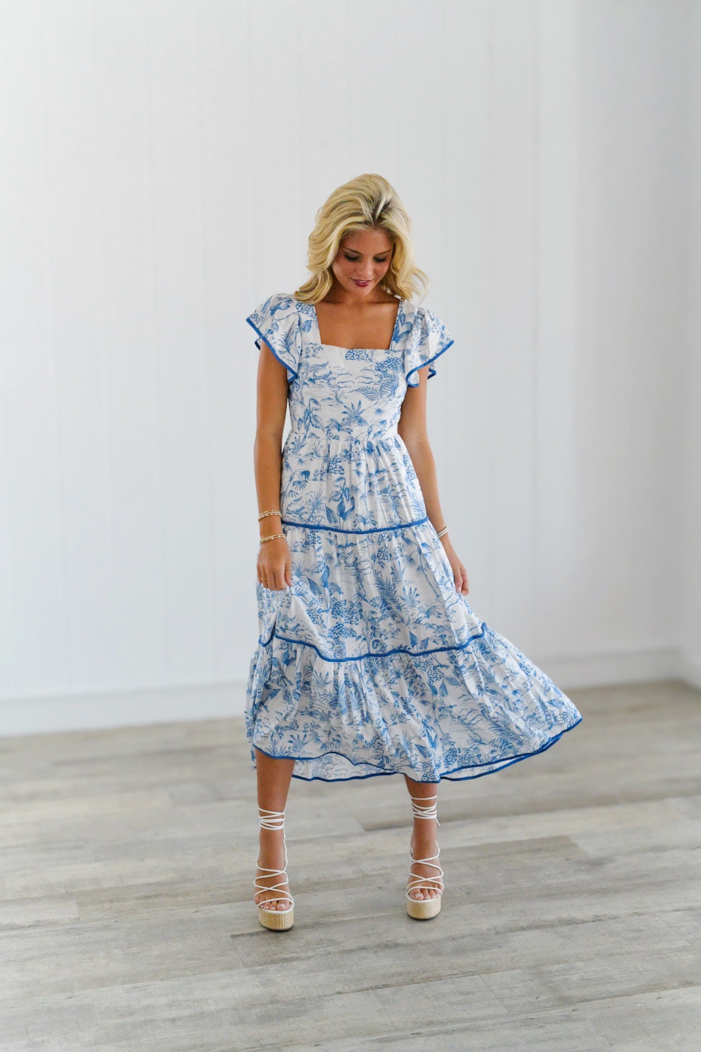 Lucy Ruffle Tiered Maxi Dress - Blue