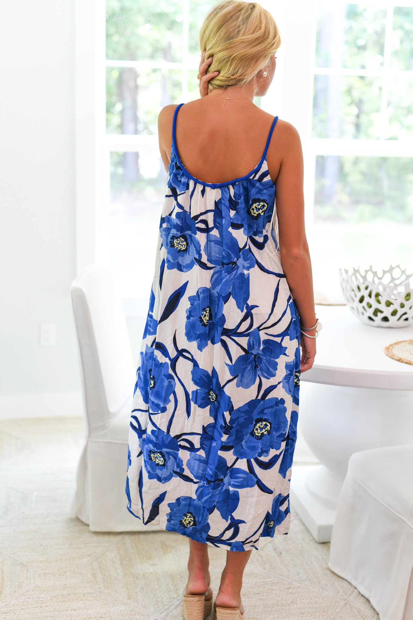 Alexandria Floral Midi Dress-Blue