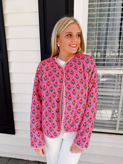 Gracie Floral Quilted Jacket - Pink