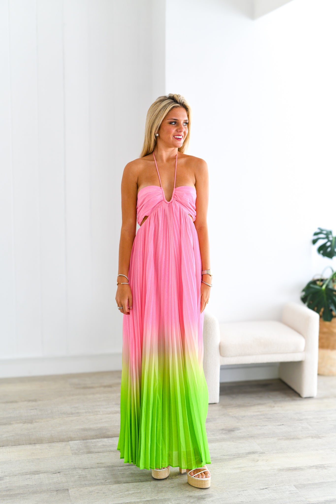 Alyssa  Maxi Dress - Pink/Lime