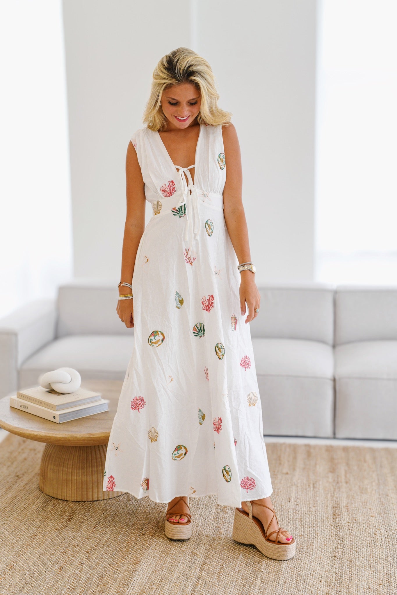 Jordan Seashell Maxi Dress - Off White