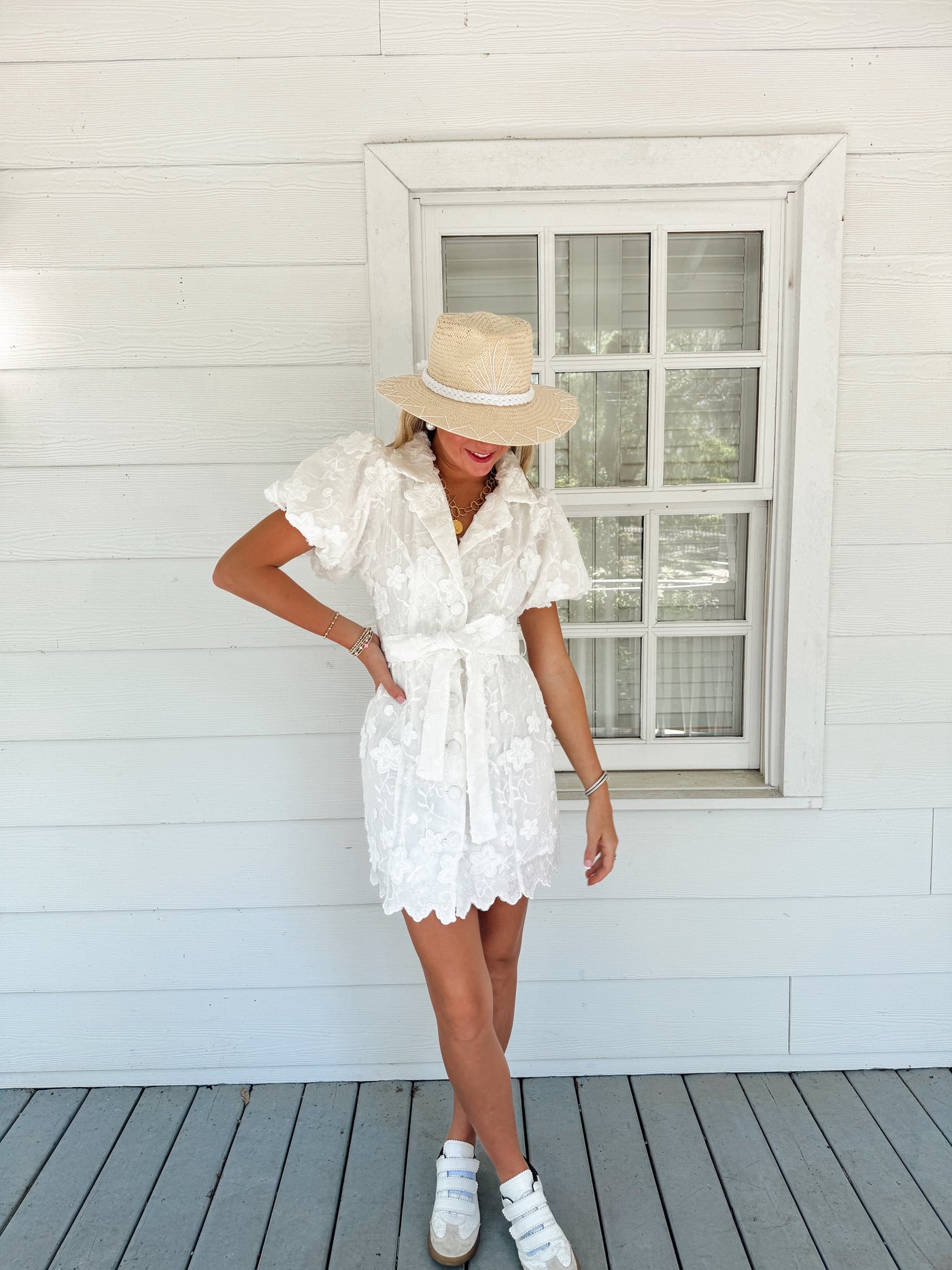 Kate Button Down Mini Dress - Off White