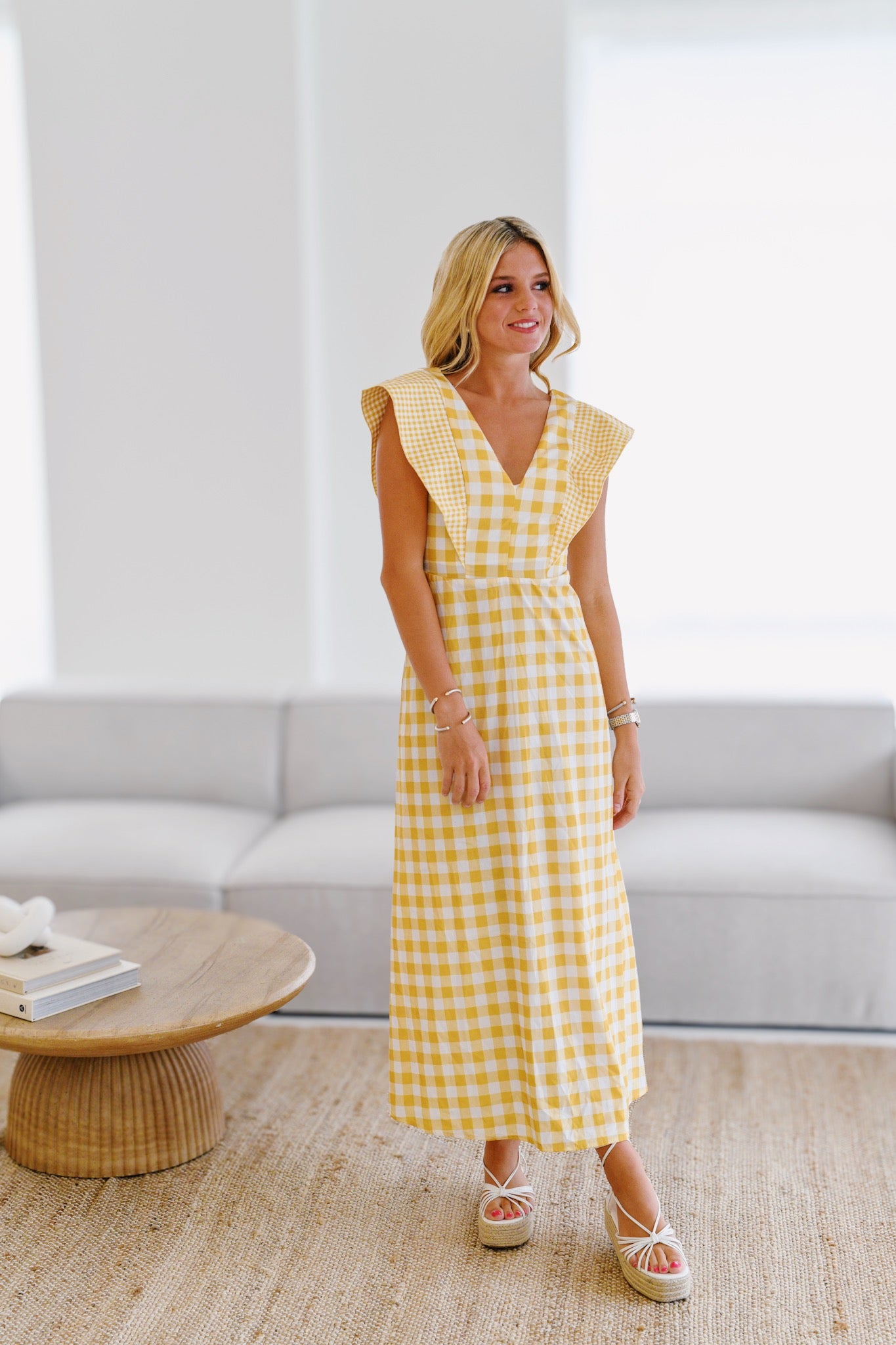 Riley Gingham Dress - Yellow