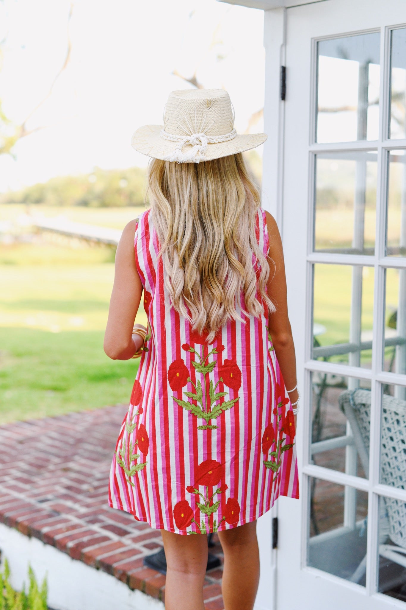 Mary Striped Summer Dress - Pink/Red