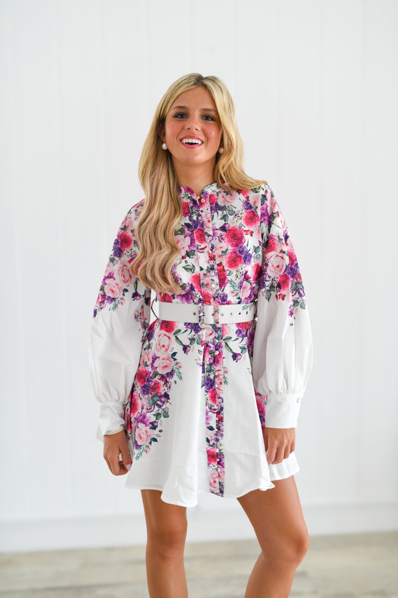 Lexi Floral Print Short Belted Dress