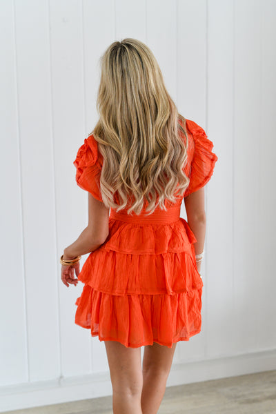 Spritz Tiered Mini Dress - Orange
