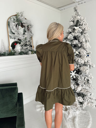 Bay Button Down Dress - Olive