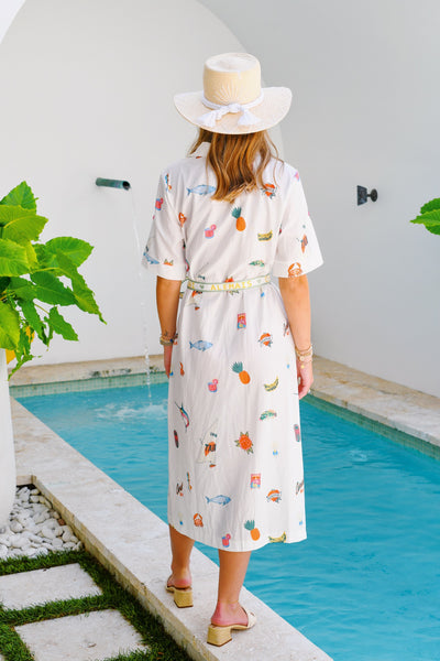 Aruba Button Front Midi Dress