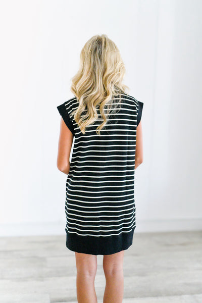 Pay Stripe Dress - Black