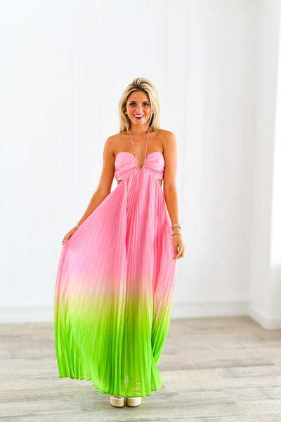 Alyssa  Maxi Dress - Pink/Lime