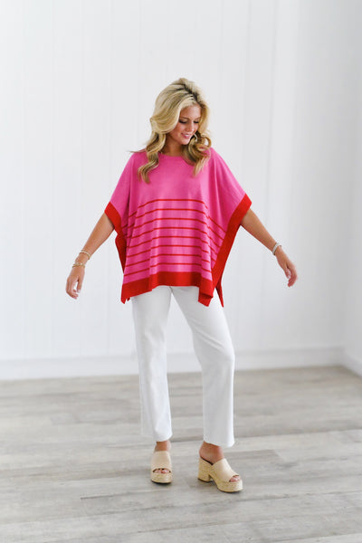 Lyle Stripe Top - Pink/Red