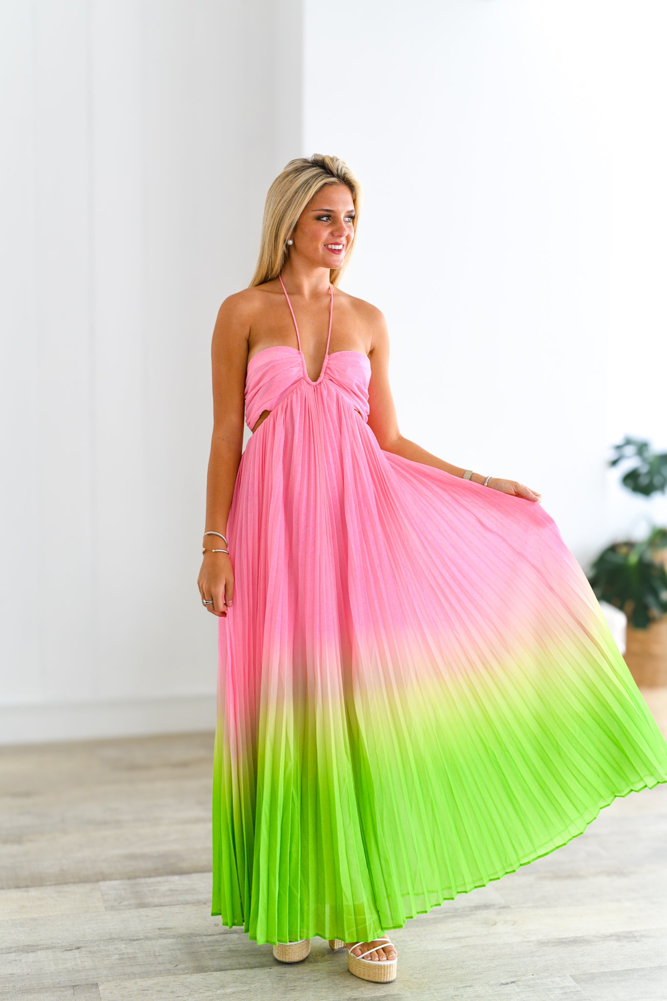 Alyssa  Maxi Dress - Pink/Lime