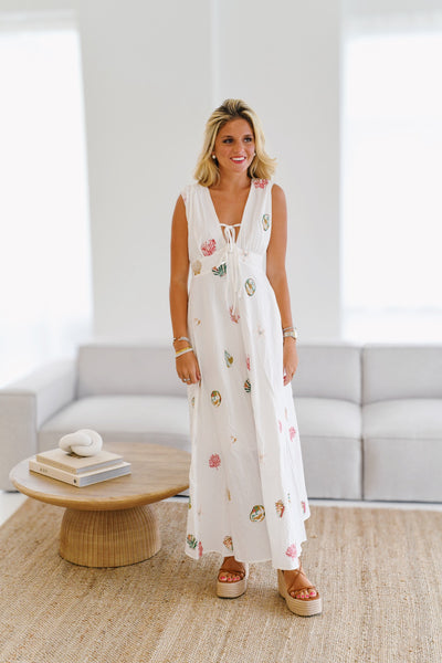 Jordan Seashell Maxi Dress - Off White