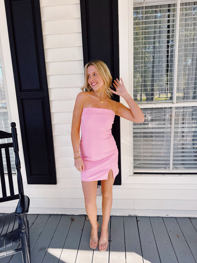 Karsyn Side Slit Bodycon Mini Dress - Light Pink