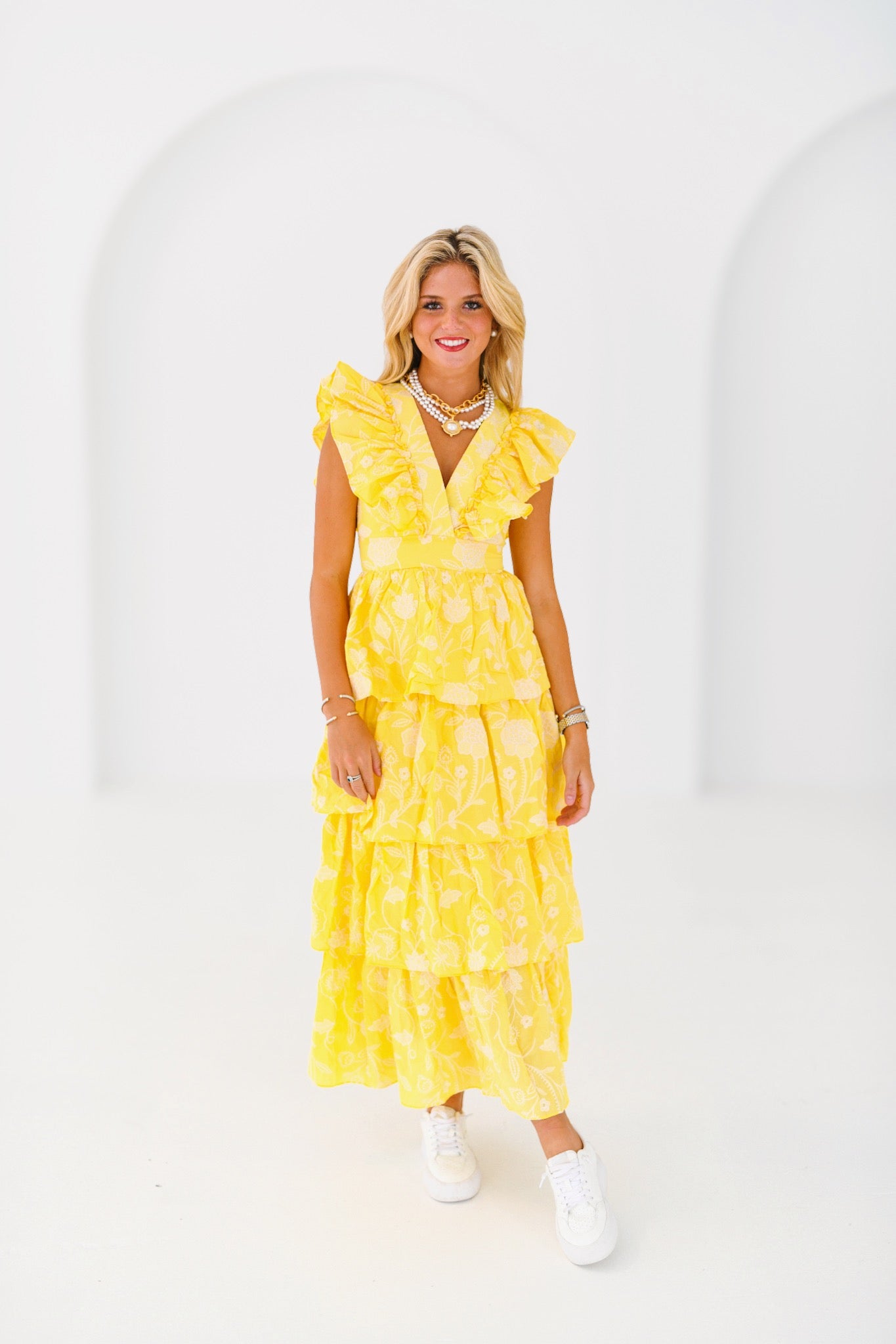 Macy Ruffle Dress - yellow