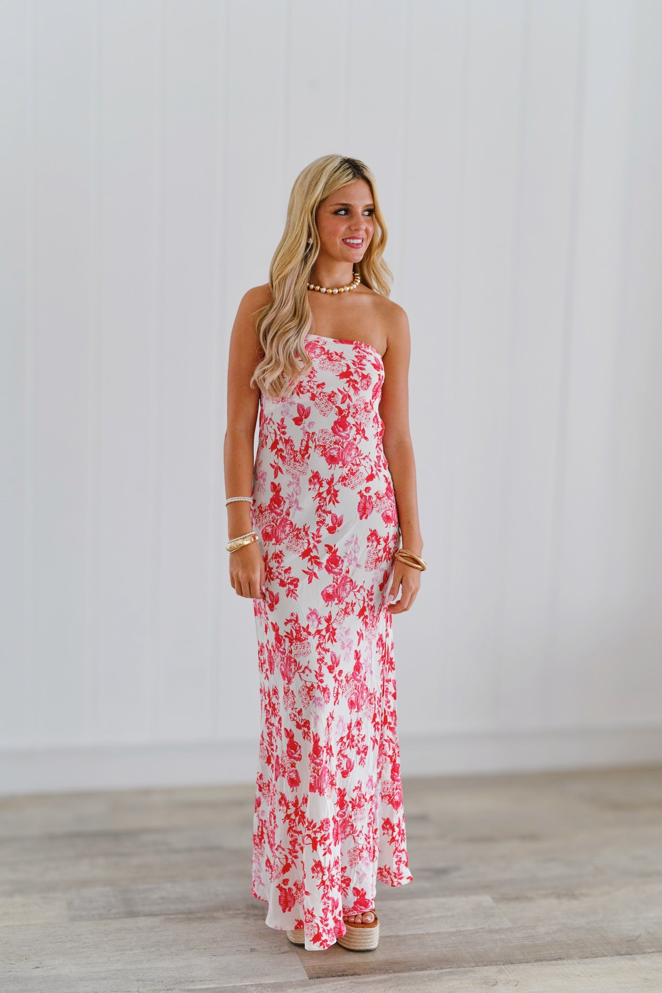 Ivy Maxi Dress - Cream/Red