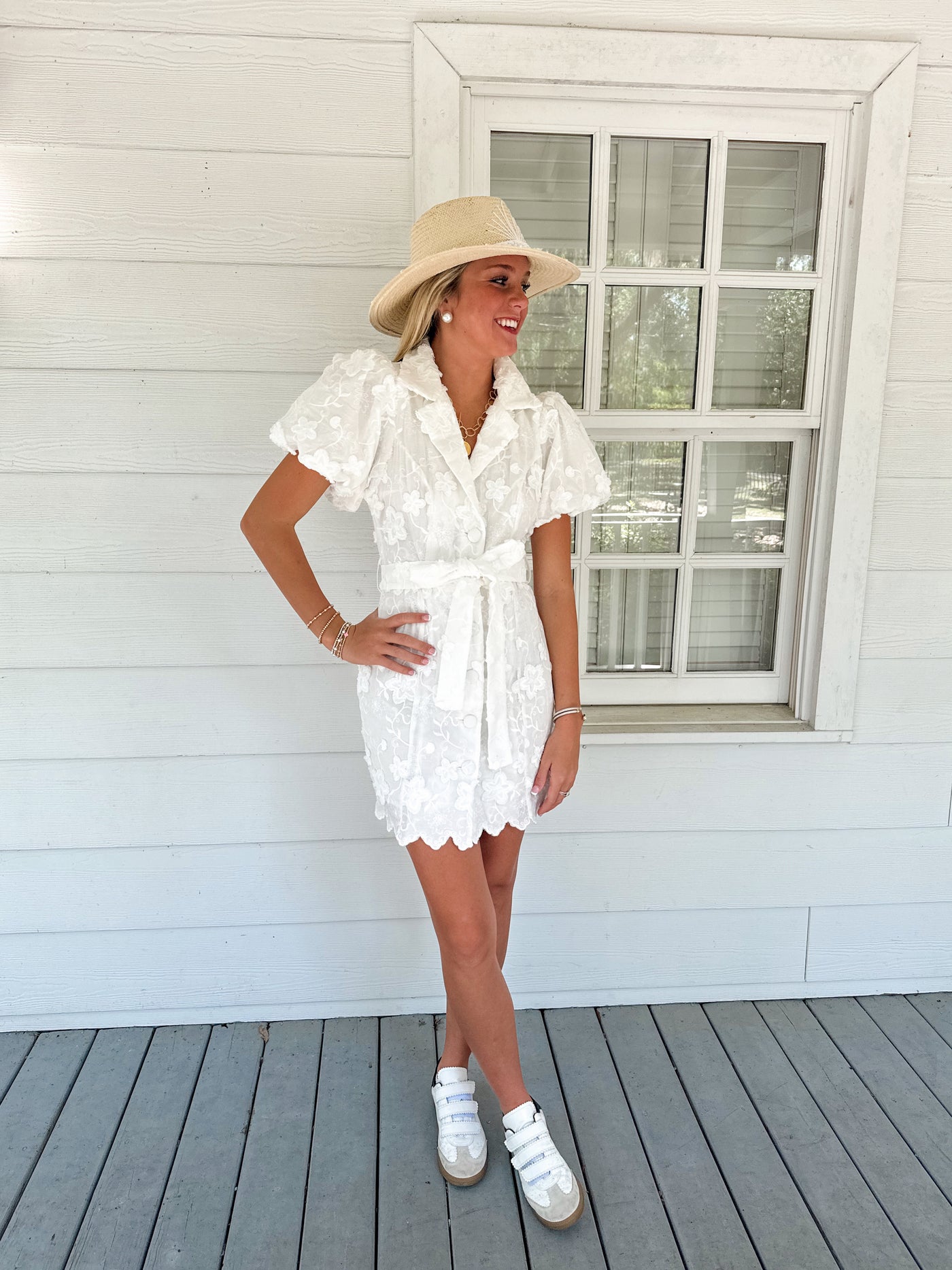 Kate Button Down Mini Dress - Off White