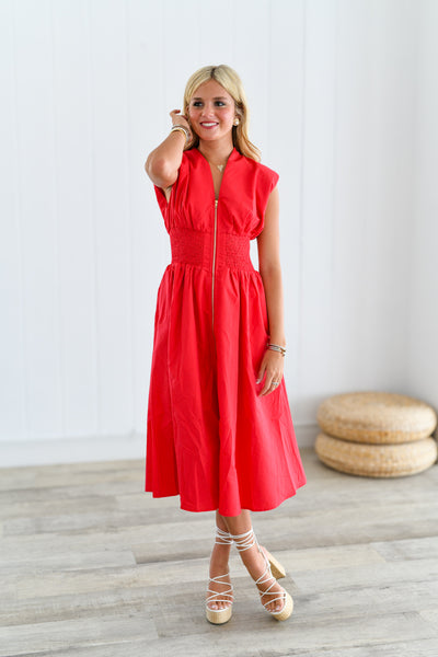 Lexi Midi Dress - Red