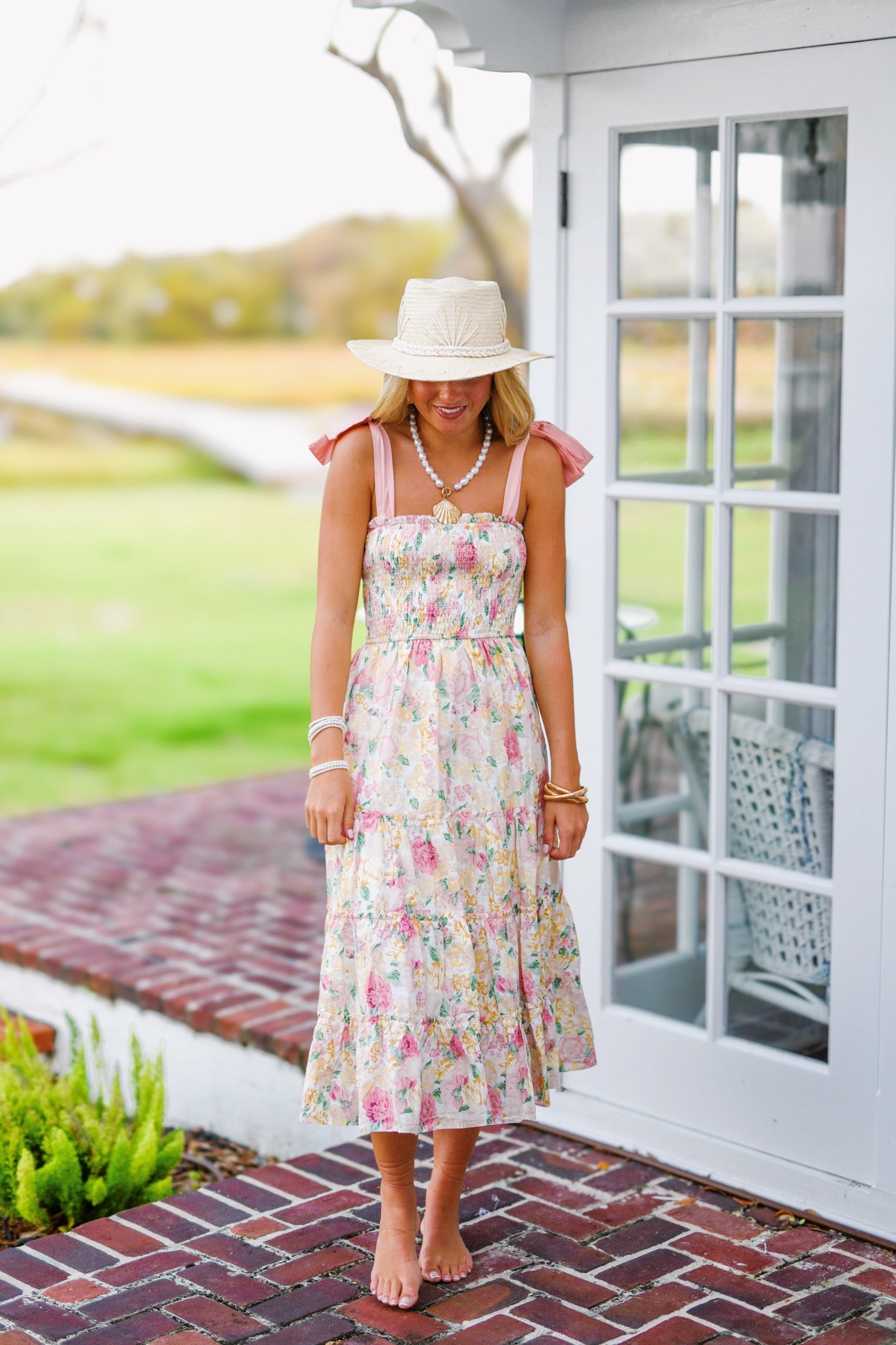 Lacey Dress - Pink Yellow Floral