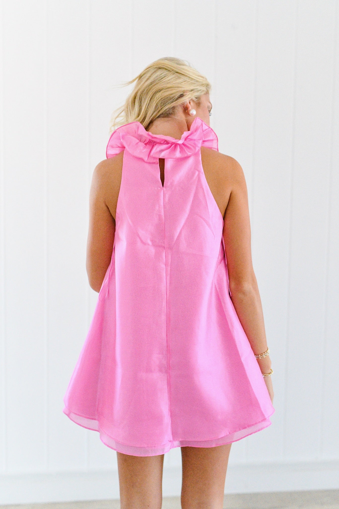 Halle Halter Neck Mini Dress - Pink