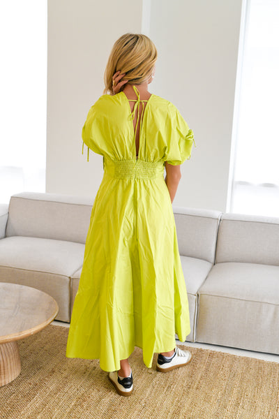 Kellie Flower Dress - Chartreuse