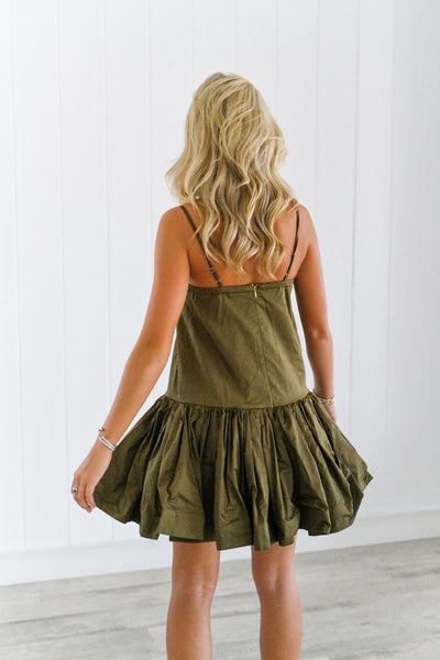 Emma Sweetheart Mini Dress - Olive Green