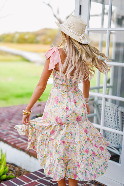 Lacey Dress - Pink Yellow Floral