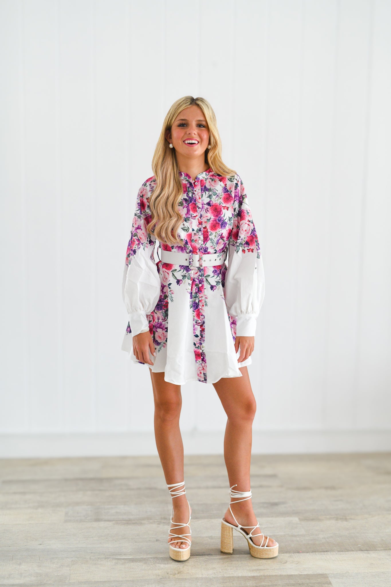 Lexi Floral Print Short Belted Dress