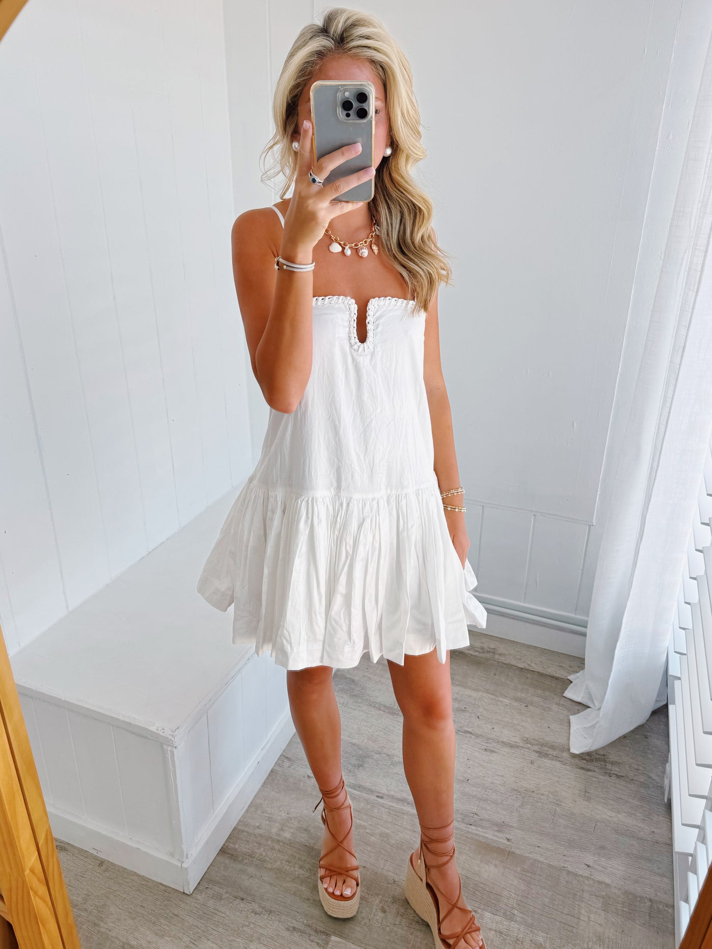 Emma Sweetheart Mini Dress - White