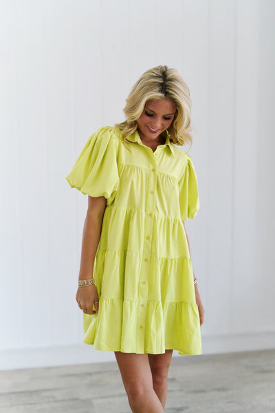 Jordan Collared Mini Dress - Lime