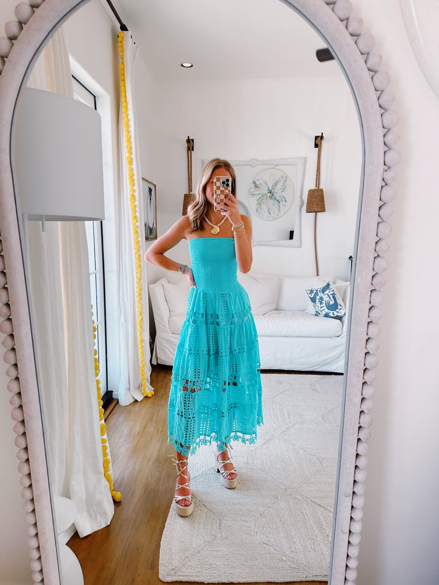 Sammie Eyelet Lace Tube Dress - Tiffany Blue