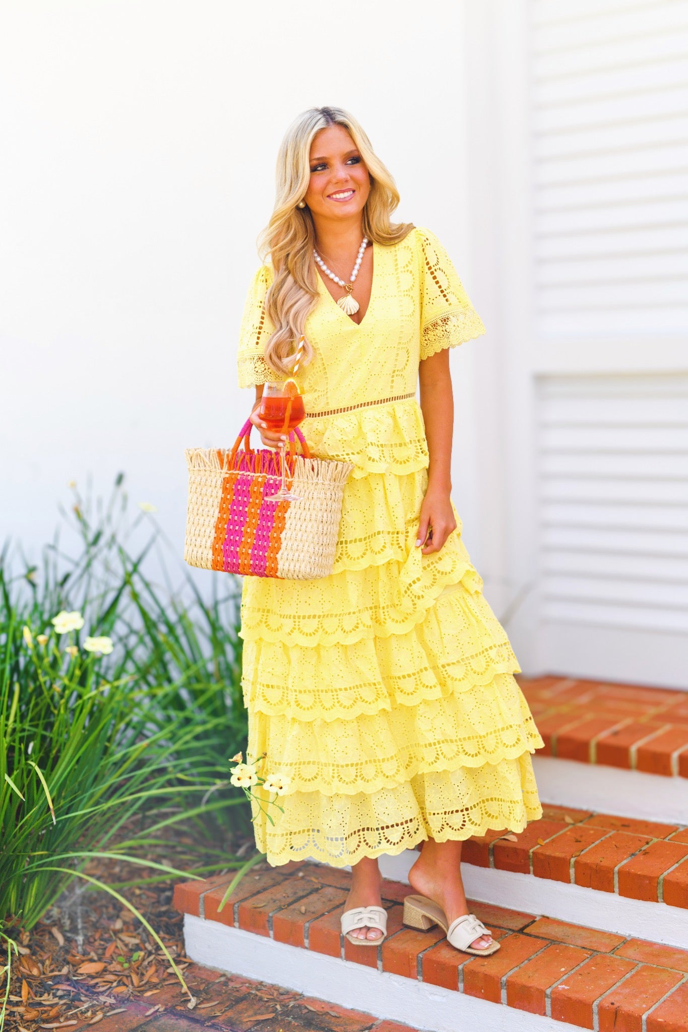 Ava Maxi Lace Dress - Yellow