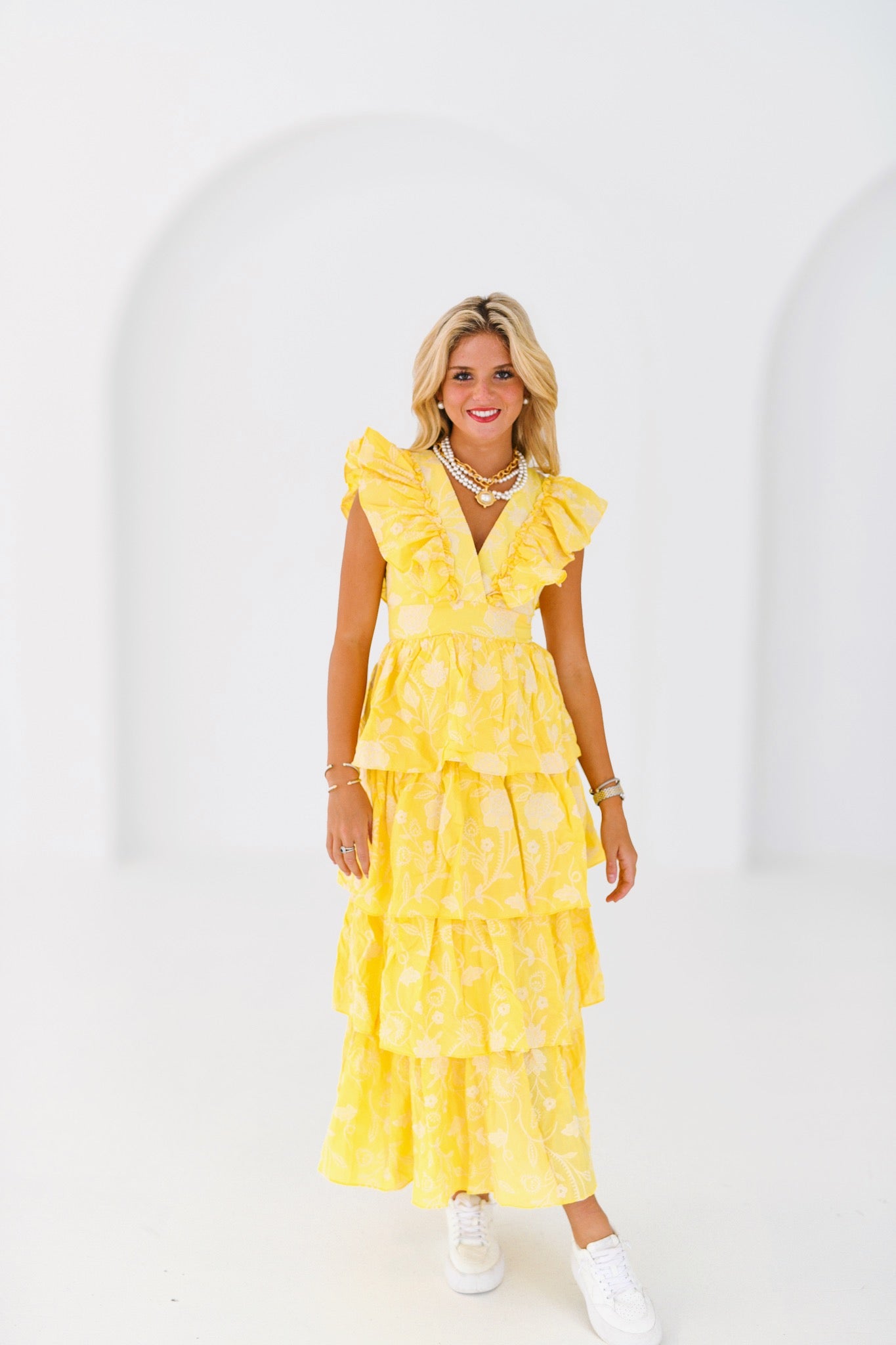 Macy Ruffle Dress - yellow