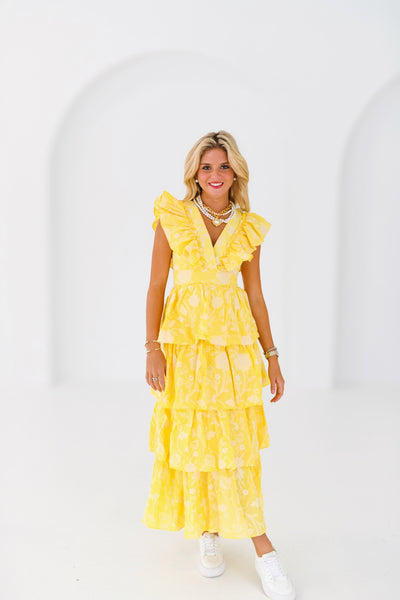 Macy Ruffle Dress - yellow