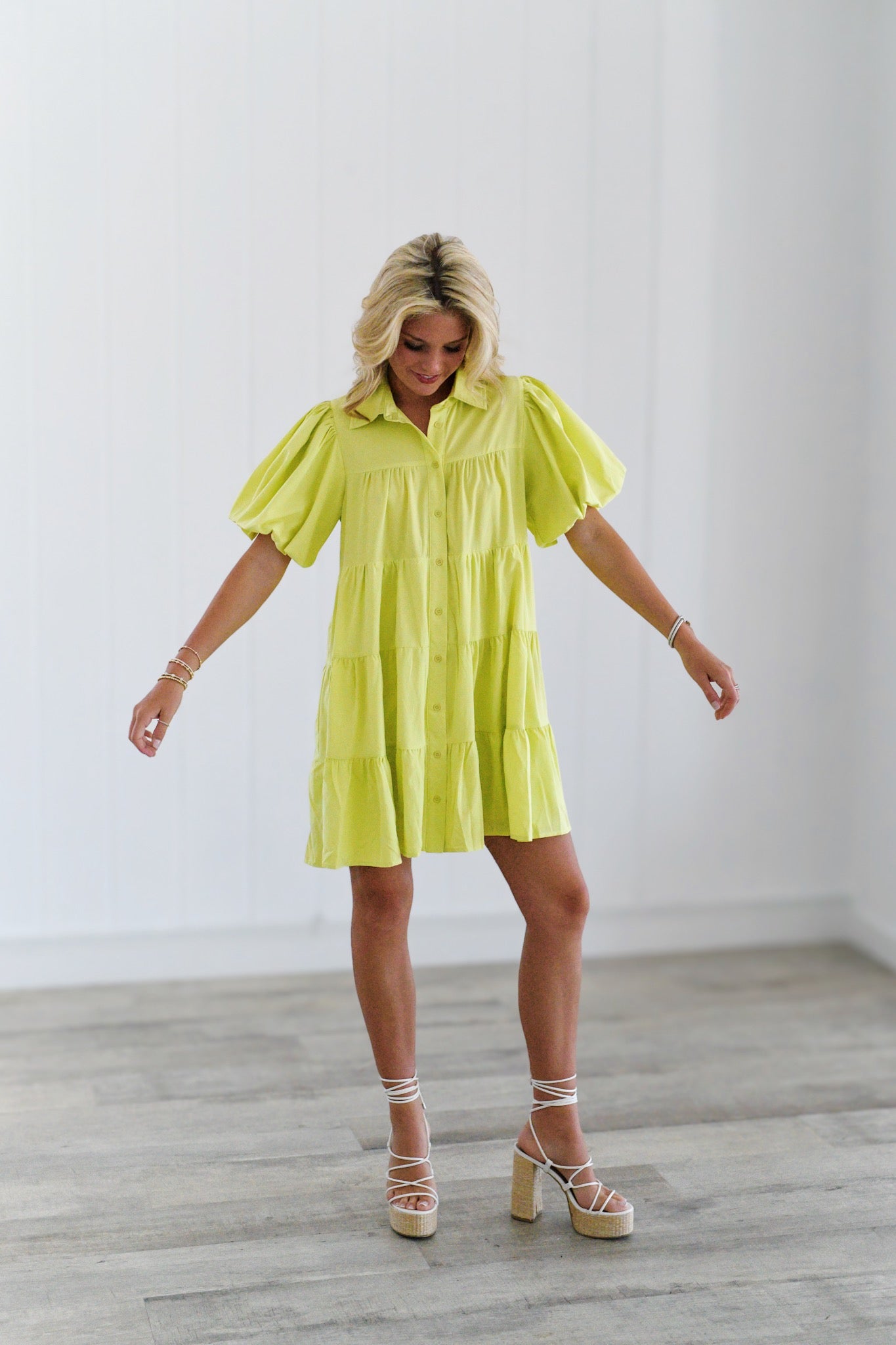 Jordan Collared Mini Dress - Lime