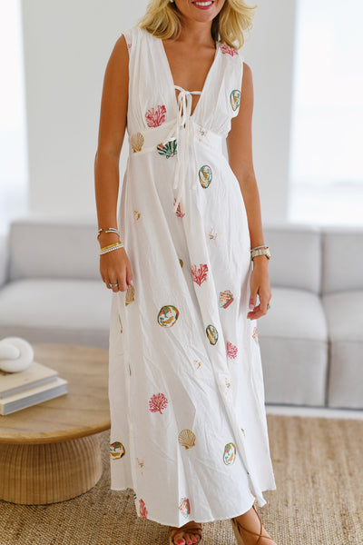 Jordan Seashell Maxi Dress - Off White