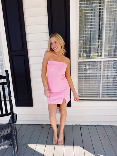Karsyn Side Slit Bodycon Mini Dress - Light Pink