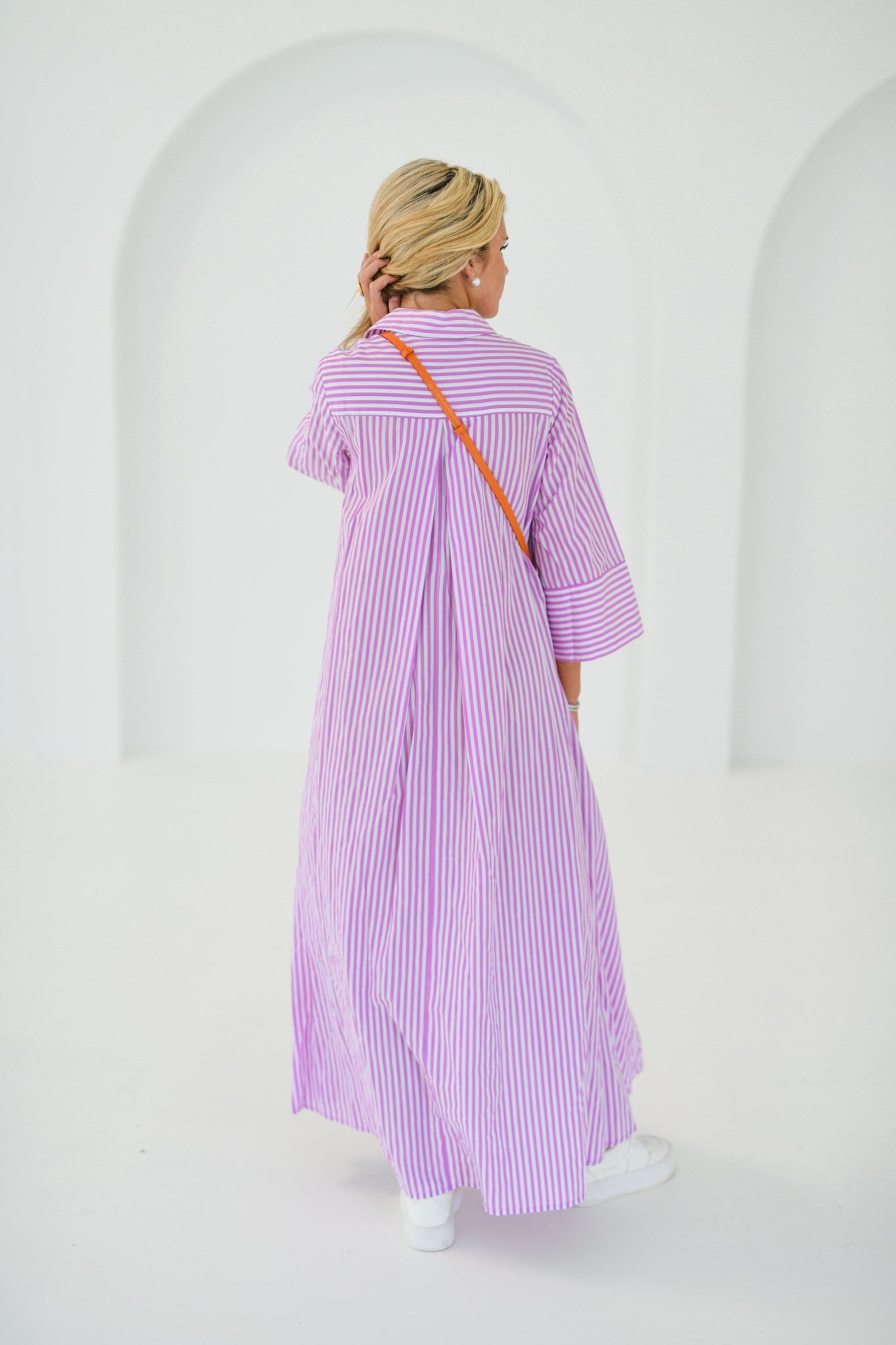 Kourtney Striped Maxi Dress - Off White/Orchid