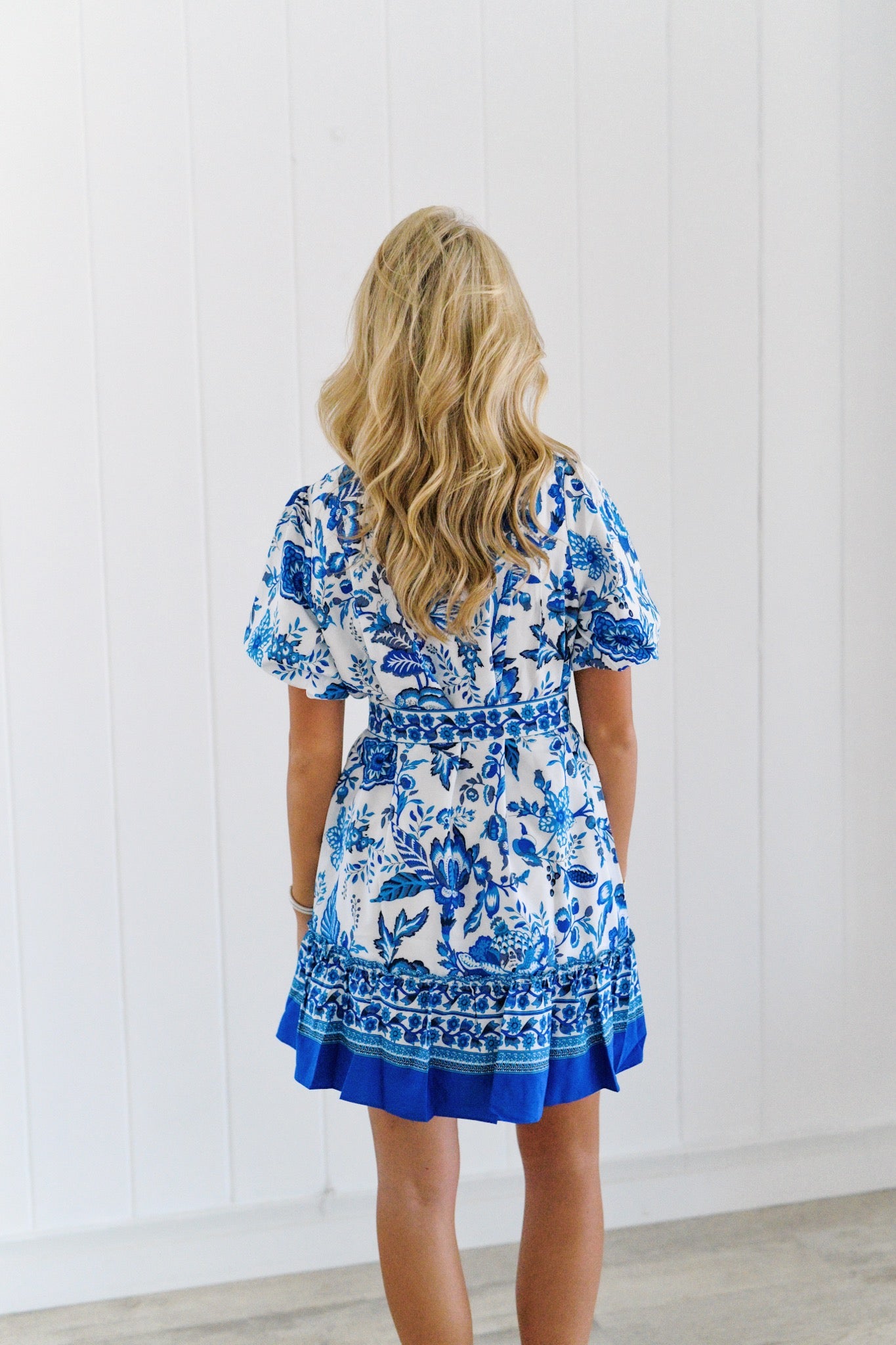 Salema Floral Button-Down Mini Dress - Blue/White