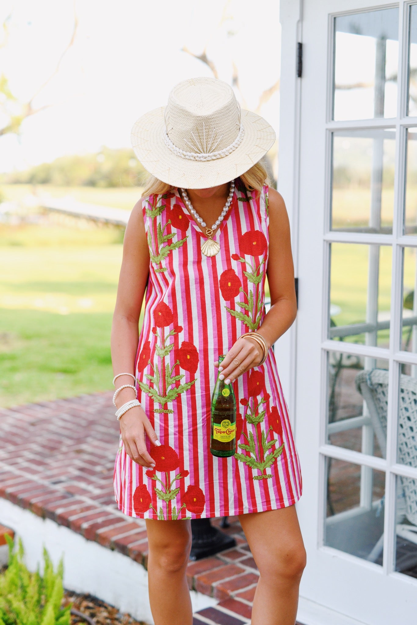 Mary Striped Summer Dress - Pink/Red