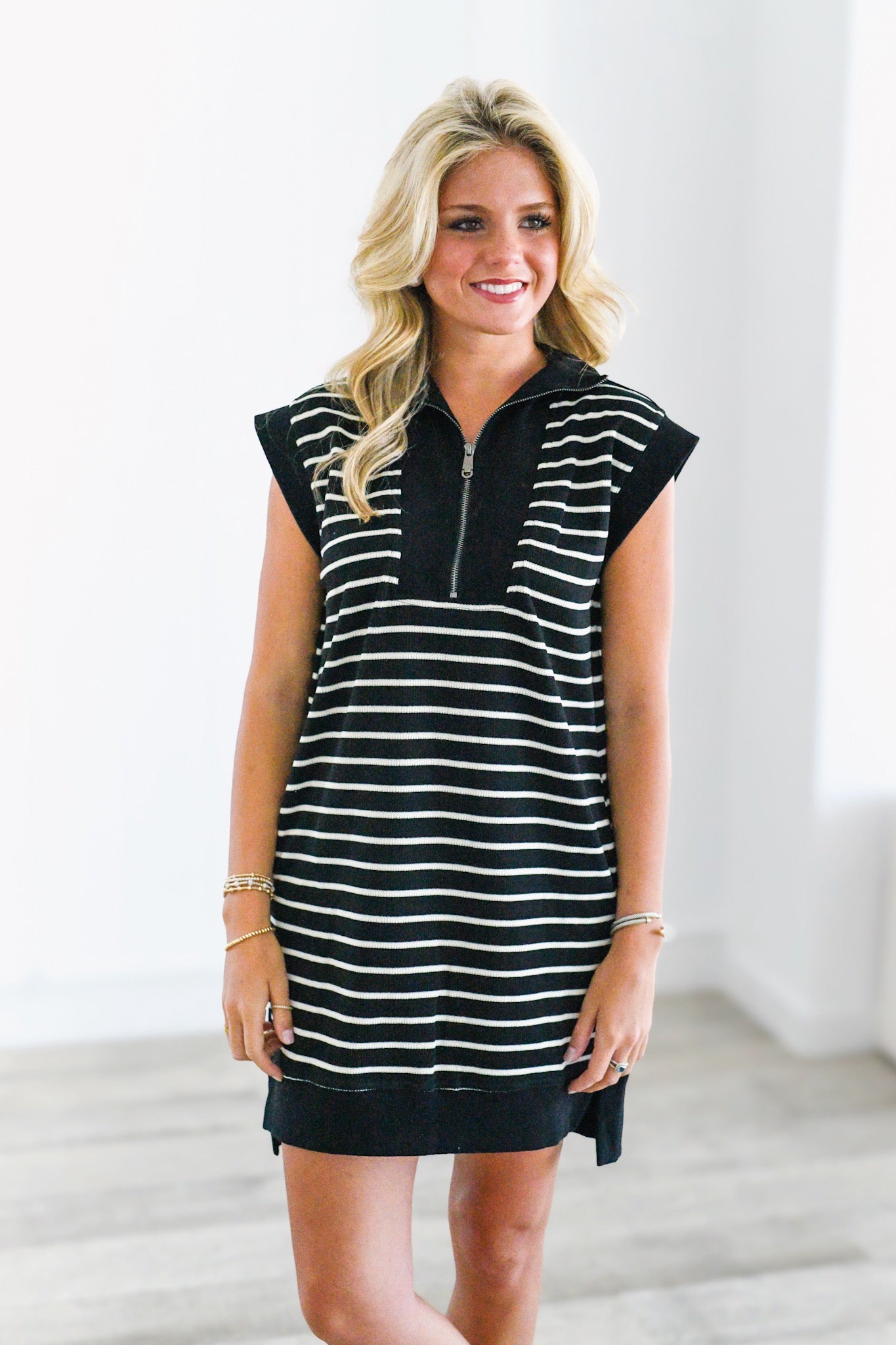 Pay Stripe Dress - Black