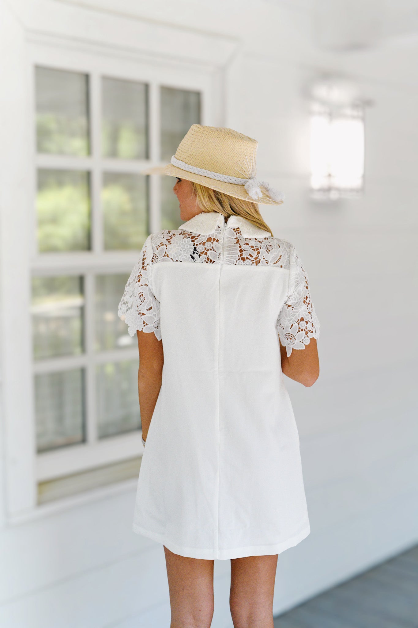 Jeana Floral Lace Mini Dress - White