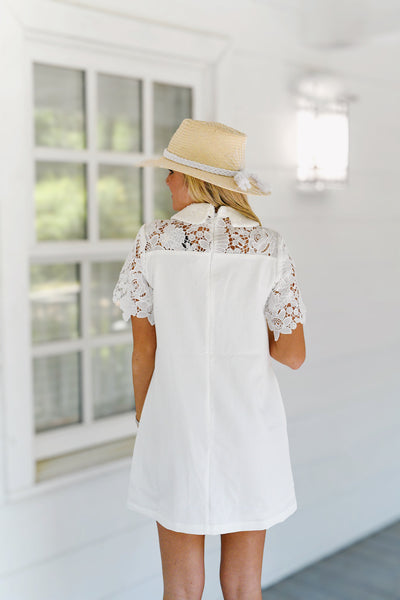 Jeana Floral Lace Mini Dress - White