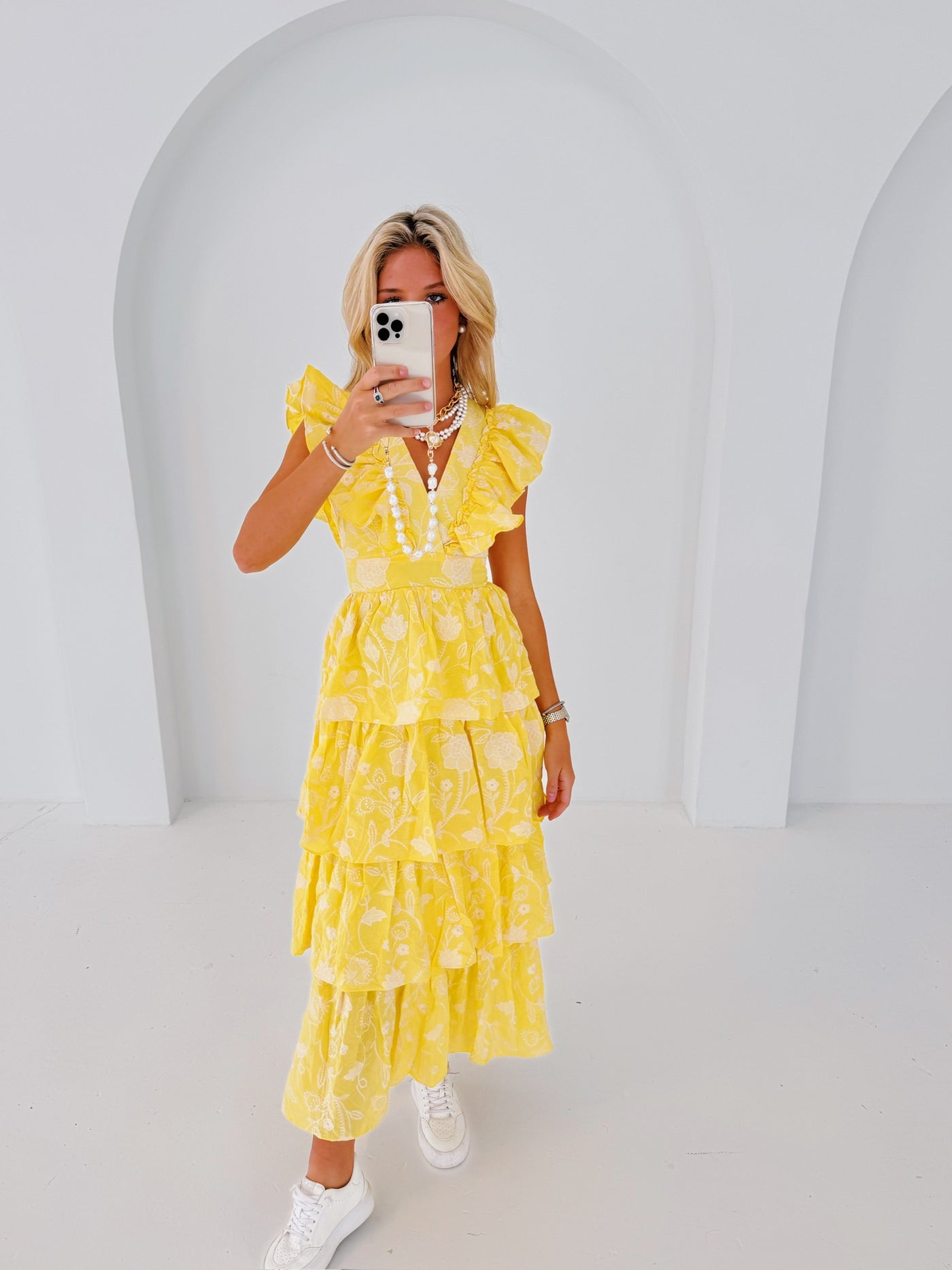 Macy Ruffle Dress - yellow